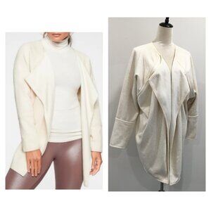 ATHLETA Relaxed Fit Oatmeal Fleece Lined Open Front Cozy Karma Wrap Jacket